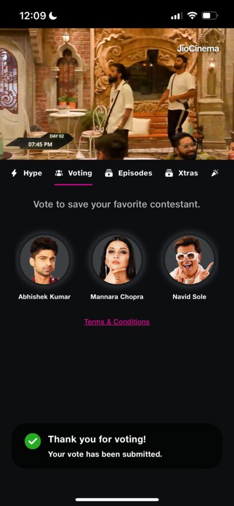 After Selecting Click on Vote